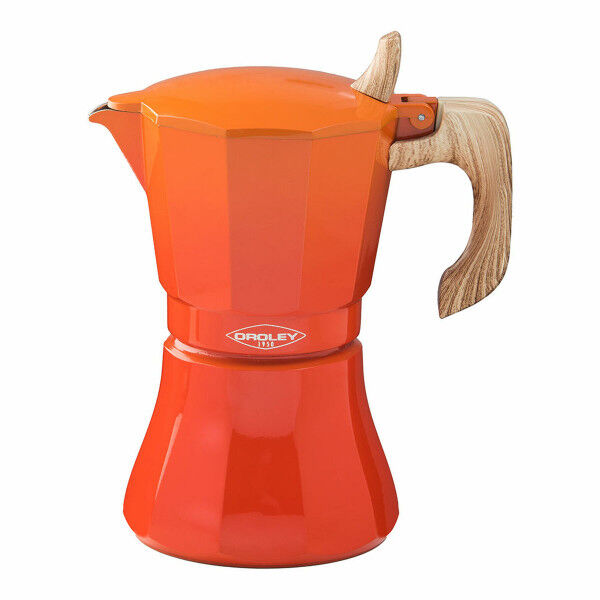 Cafetera Italiana Oroley Petra Naranja Aluminio 6 Tazas