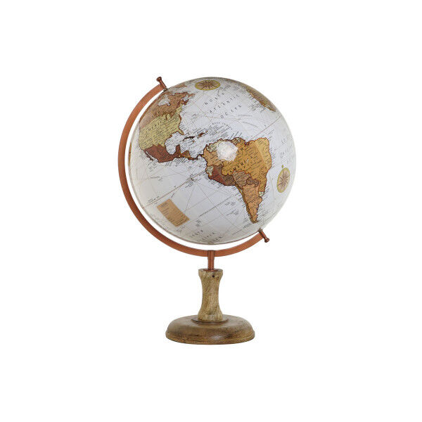 Globo Terraqueo Home ESPRIT Marrón PVC Madera de mango 47 x 45 x 70 cm