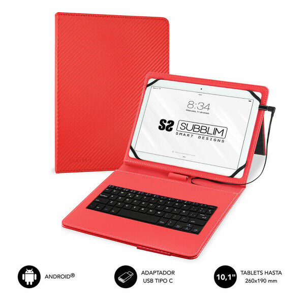 Funda para Tablet y Teclado Subblim SUB-KT1-USB002 Rojo Qwerty Español