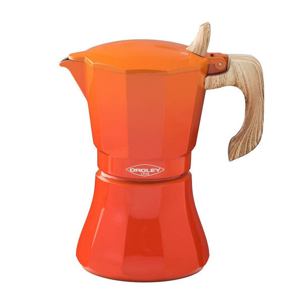 Cafetera Italiana Oroley Petra Naranja Aluminio 9 Tazas