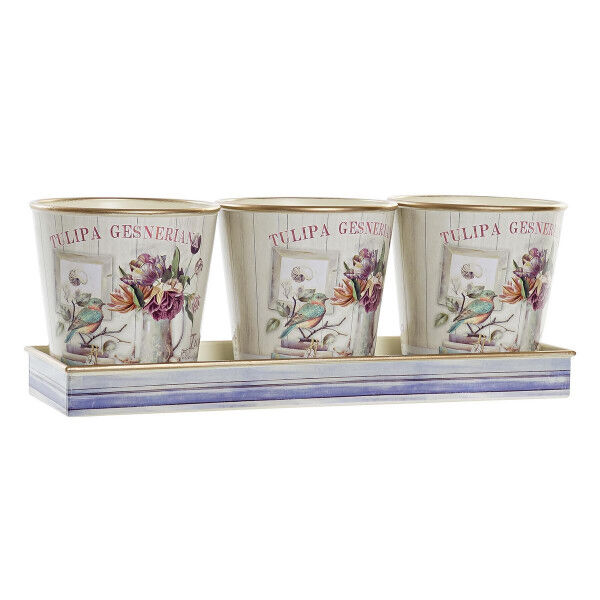 Zestaw garnków DKD Home Decor Różowy Złoty PVC Aluminium Shabby Chic 38 x 13 x 14 cm (3 Części)