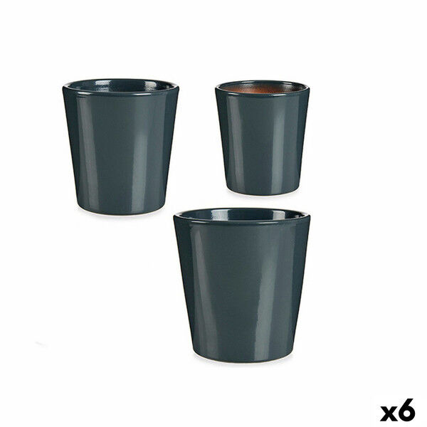 Set de Macetas Ibergarden LINCE PQ - 7011 Antracita Arcilla (6 Unidades)
