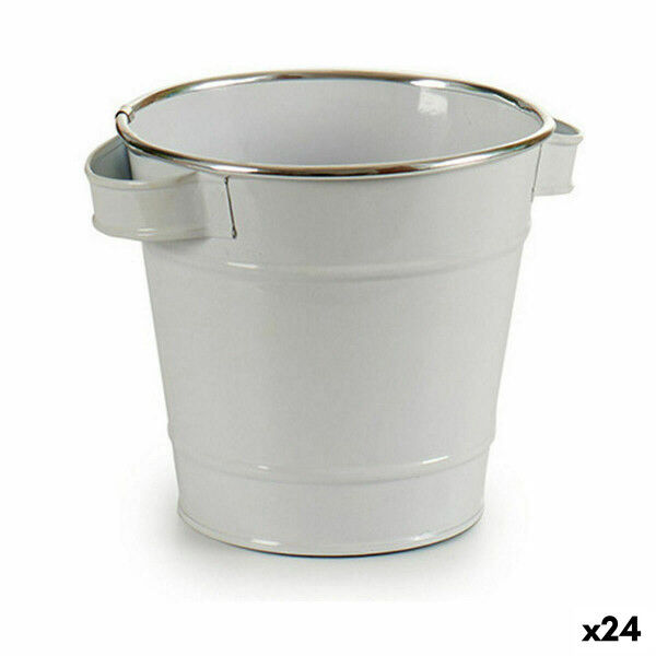 Macetero Ibergarden A60354-D Blanco Plateado Zinc Cubo 19,5 x 14,5 x 16,5 cm (24 Unidades)