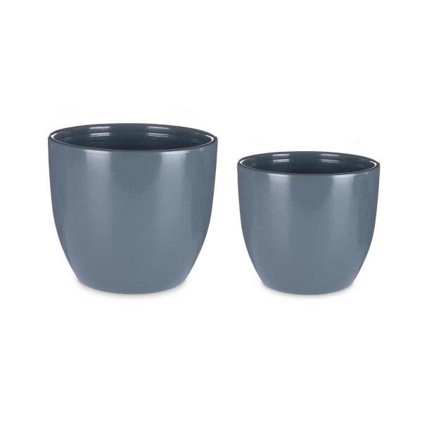 Set de Macetas Ibergarden CAZORLA-22-28-A Antracita Arcilla Ø 22 cm Ø 28 cm 22 x 22 x 18 cm 28 x 28 x 24 cm 2 Piezas