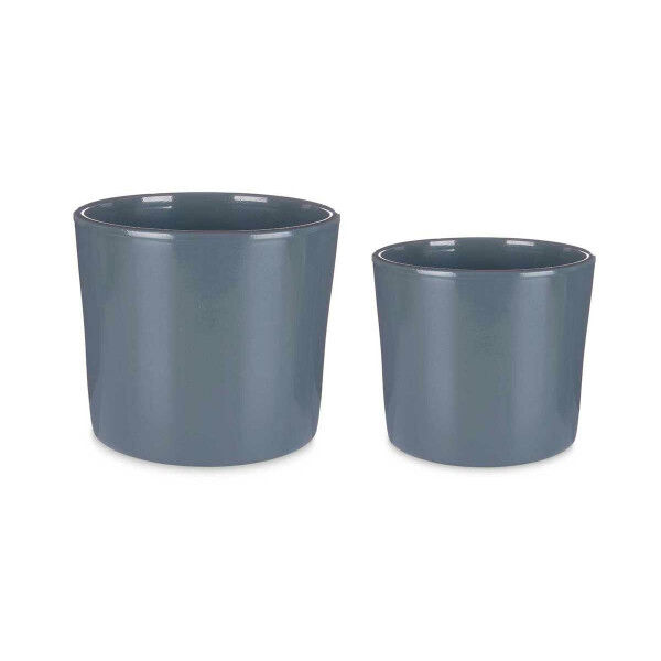 Set de Macetas Ibergarden CILINDRO-22-27-A Antracita Arcilla Ø 22 cm Ø 27 cm 22 x 22 x 19 cm 27 x 27 x 23 cm 2 Piezas