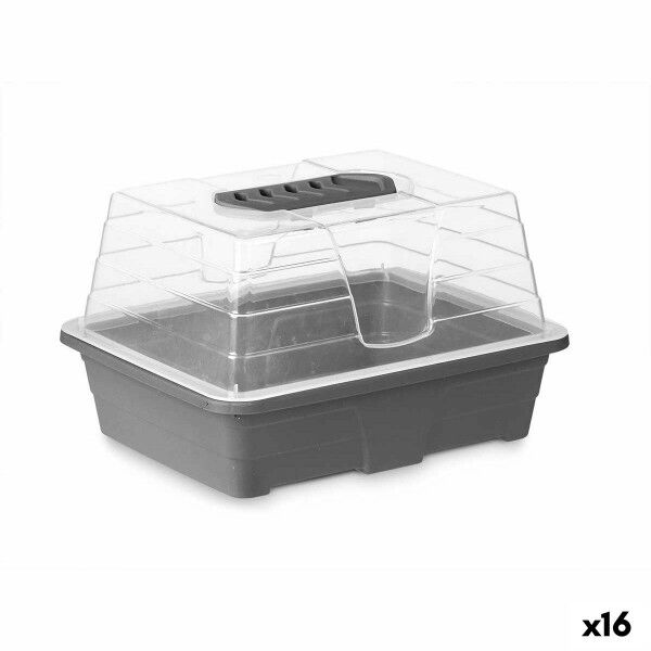 Invernadero Ibergarden FYT108102 Gris Transparente Plástico 21,5 x 12,8 x 17,4 cm (16 Unidades)