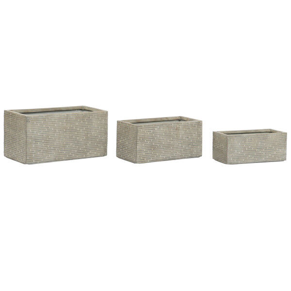 Jardinera Home ESPRIT Beige Fibra de Vidrio Magnesio 74,5 x 37,5 x 37,5 cm