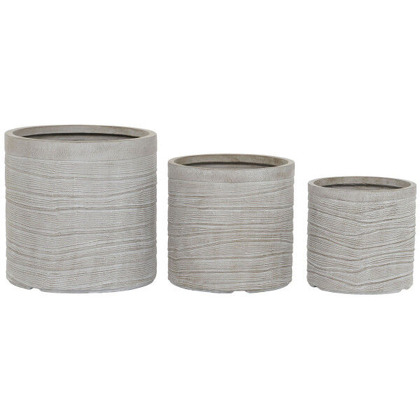 Satz Blumentöpfe Home ESPRIT Beige Fiberglas Magnesium 44,5 x 44,5 x 44 cm (3 Stück)