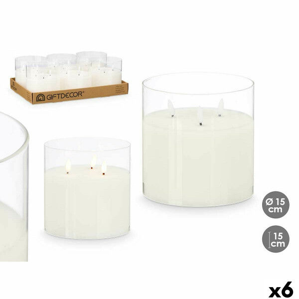 Bougie LED Z23688 Blanc Transparent 15 x 15 x 15 cm (AA) (6 Unités)