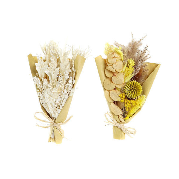 Ramo DKD Home Decor Beige Amarillo Flor seca (10 x 5 x 18 cm) (2 Unidades)