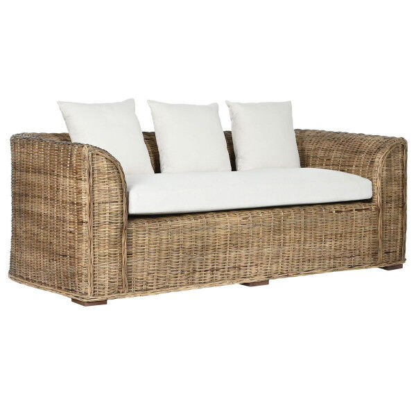 Sodo sofa Home ESPRIT Balta Ruda Natūralus Rotangas 174 x 88 x 69 cm