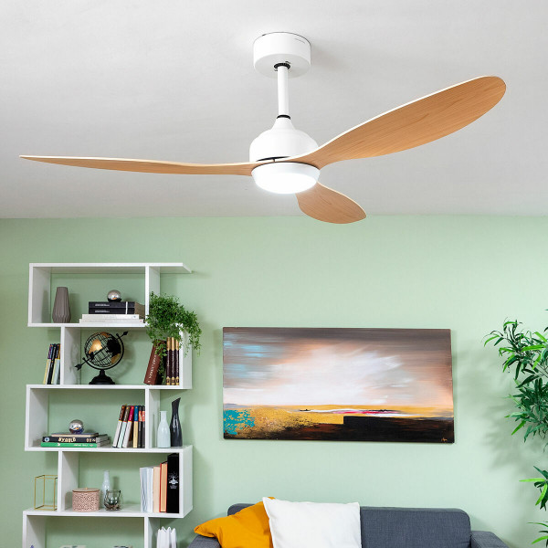 Wentylator sufitowy z oświetleniem LED i 3 łopatkami z ABS Wuled InnovaGoods Drewno 36 W 52" Ø132 cm