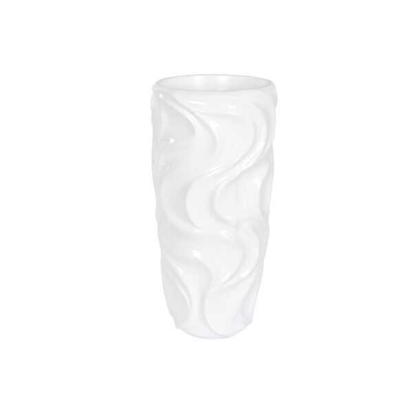 Macetero Home ESPRIT Blanco Fibra de Vidrio Ondas 35 x 35 x 71 cm