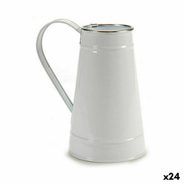 Macetero Lechera Blanco Plateado Metal 17 x 18,5 x 11,3 cm (24 Unidades)