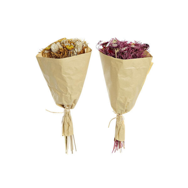 Ramo DKD Home Decor Fucsia Amarillo Flor seca (20 x 12 x 50 cm) (2 Unidades)