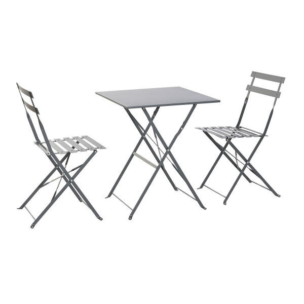 Tisch-Set mit 2 Stühlen Home ESPRIT Grau 60 x 60 x 71 cm
