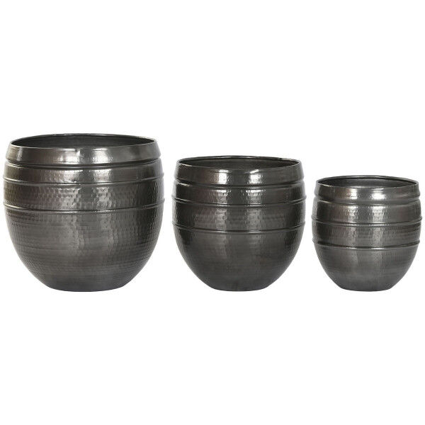 Blumentopf Home ESPRIT Grau Aluminium Moderne 41 x 41 x 40 cm 40 x 40 x 40,5 cm (3 Stücke)