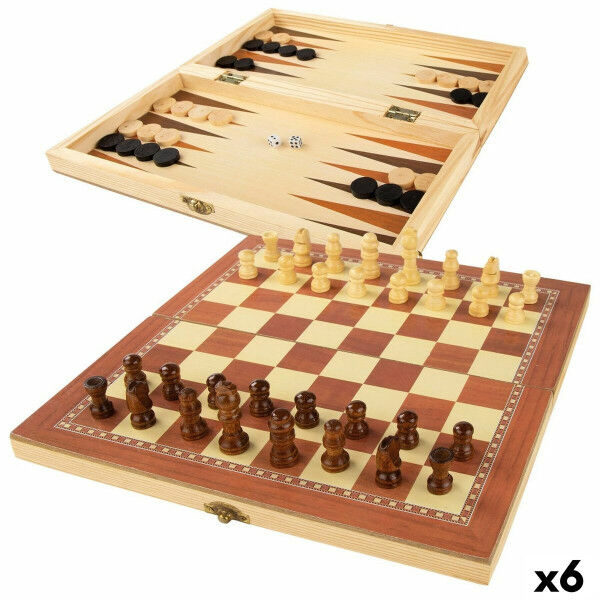 Šachmatų ir šaškių žaidimų lenta CB Games Medžio Nardai (6 vnt.)