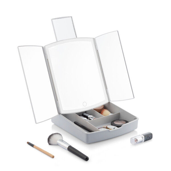 3-In-1 Folding LED Mirror with Make-up Organiser Panomir InnovaGoods Table-top stand (Refurbished C)
