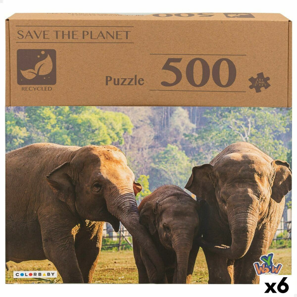 układanka puzzle Colorbaby Elephant 500 Części 6 Sztuk 61 x 46 x 0,1 cm