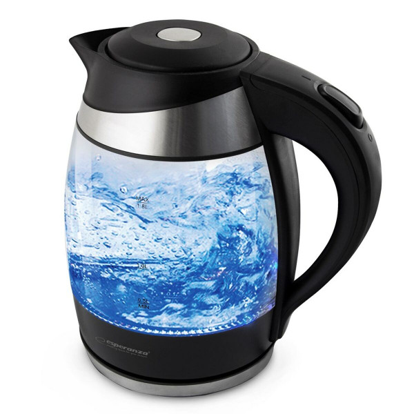 Wasserkocher mit Elektrischer Teekanne Esperanza EKK009  Schwarz Glas Kunststoff 2200 W 1,8 L