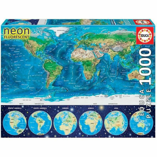 Puzzle Educa World Map Neon 16760.0 1000 Piezas