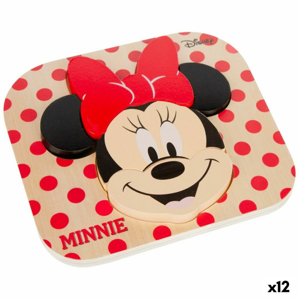 Vaikiška medinė puzlė Disney Minnie Mouse + 12 metų 6 Dalys (12 vnt.)