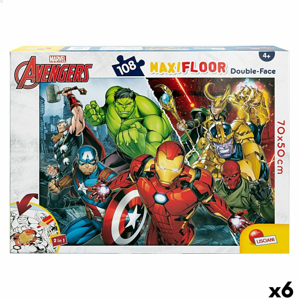 Kinderpuzzle The Avengers Beidseitig 108 Stücke 70 x 1,5 x 50 cm (6 Stück)