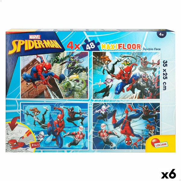Kinderpuzzle Spider-Man Beidseitig 4 in 1 48 Stücke 35 x 1,5 x 25 cm (6 Stück)