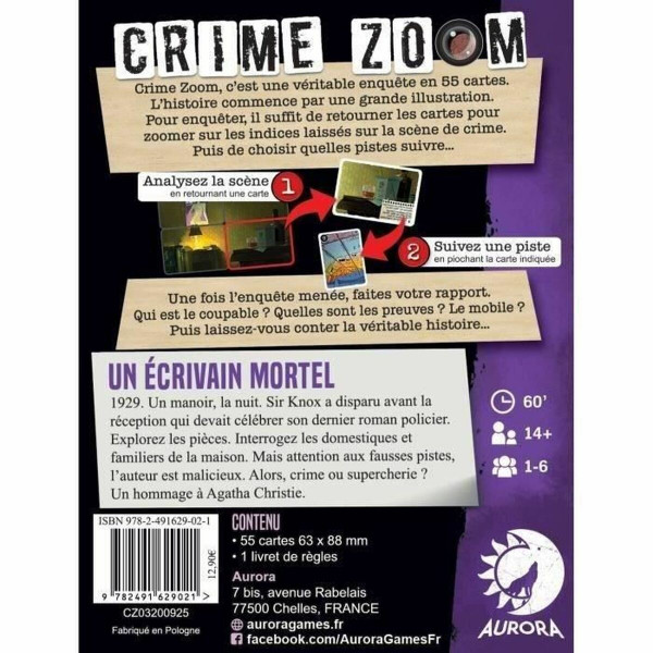 Stalo žaidimas Asmodee Crime Zoom Un Écrivain Mortel (FR)