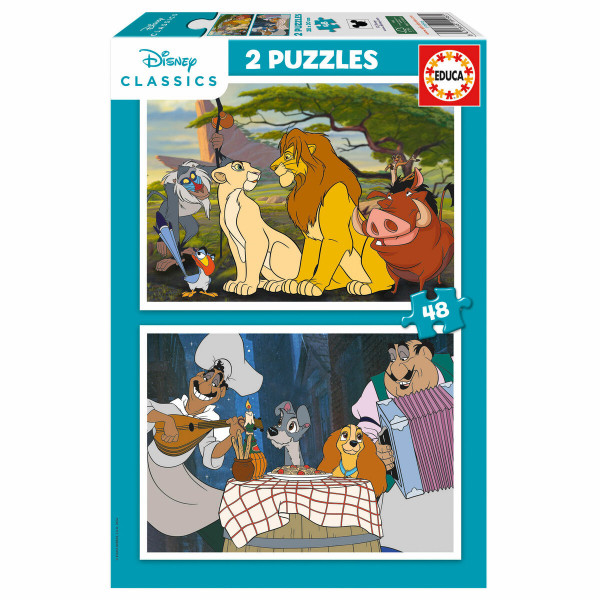 Set mit 2 Puzzeln Disney Lion King and Lady and the Tramp 48 Stücke