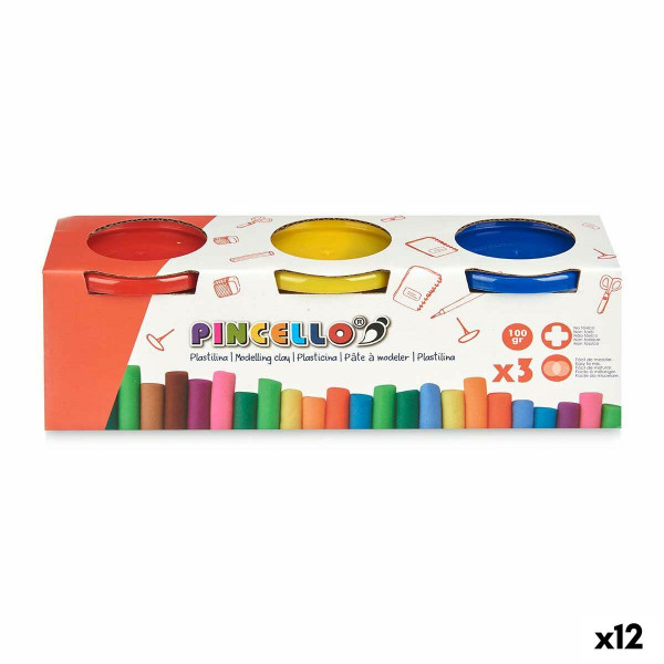 Juego de Plastilina Pincello 501 Amarillo Azul Rojo (12 Unidades)