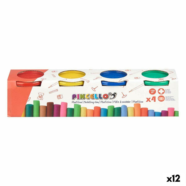 Juego de Plastilina Pincello 502 Amarillo Azul Rojo Verde (12 Unidades)