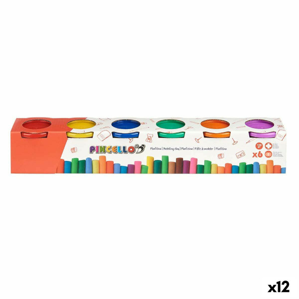 Juego de Plastilina Pincello 504 Amarillo Azul Rojo Verde Morado Naranja (12 Unidades)