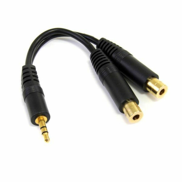 Kabel Audio Jack (3,5 ym) Rozgałęźnik Startech MUY1MFF              Czarny 0,15 m