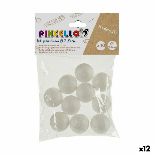 Material para Manualidades Pincello DIAM 2.5 CM Bolas Poliestireno Ø 2,5 cm Blanco 12 Unidades