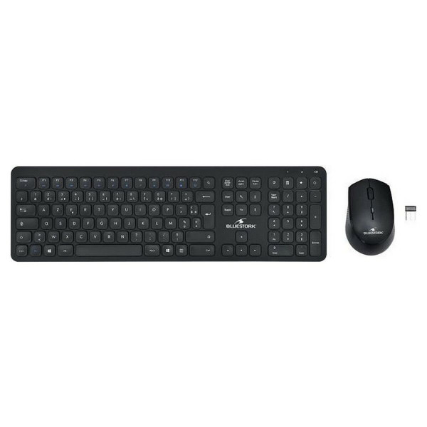 Klaviatūra ir pelė Bluestork Easy Slim AZERTY Juoda Prancūzų