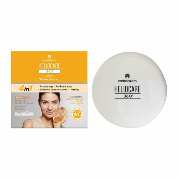 Apsauga nuo saulės su spalva Heliocare 360 Compact Oil-Free Bronzinis SPF 50+ 10 g