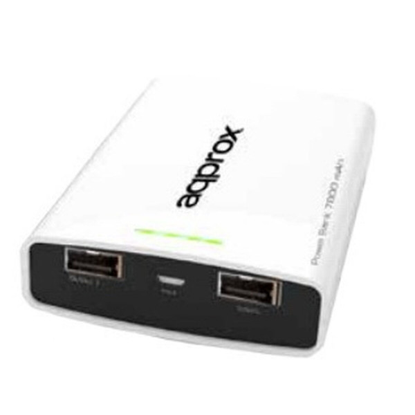 Power Bank approx! APPPB78EVW 7800 mAh 2 x USB Micro USB 5 V 1-2 A Weiß Schwarz/Weiß