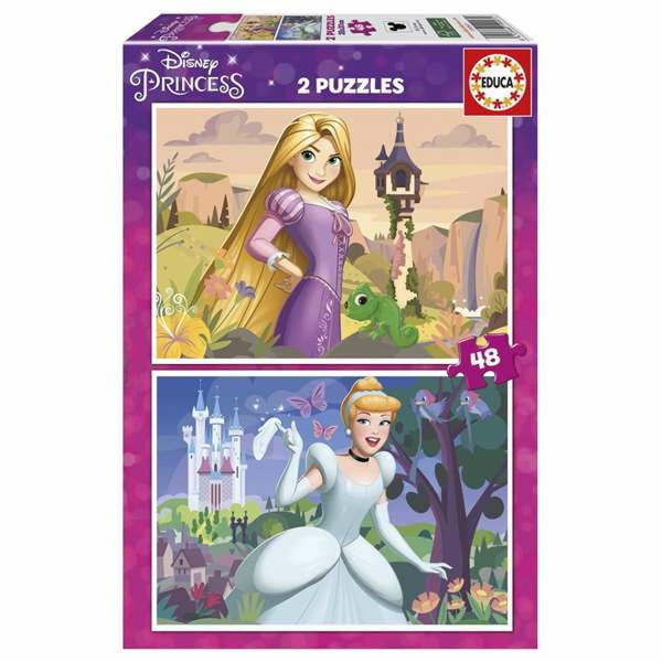 Set de 2 Puzzles Disney Princess Cinderella and Rapunzel 48 Piezas