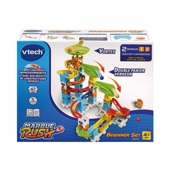 Murmel-Set Vtech Marble Rush Marble Run - Beginner Set Rundkurs + 4 Jahre Rennbahn mit Rampen 47 Stücke