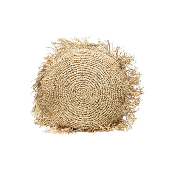 Cushion Romimex Natural Natural Fibre With tassles Circular 50 x 50 x 12 cm