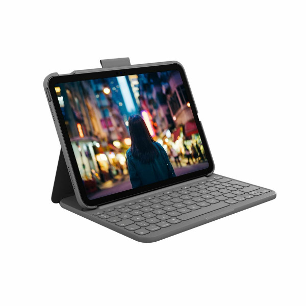 iPad planšetės dėklas + klaviatūra Logitech Slim Folio Pilka Ispaniška Qwerty