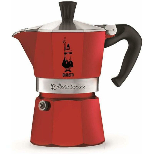 Cafetera Italiana Bialetti Moka Rojo Aluminio 3 Tazas