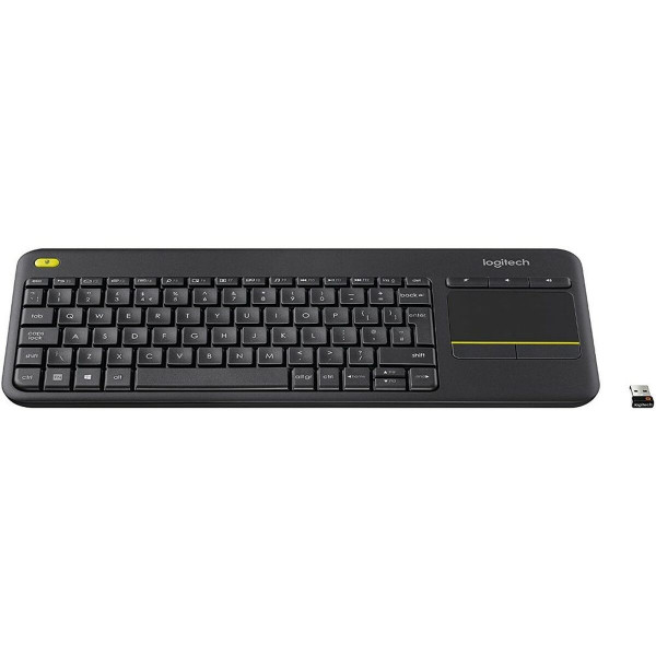 Klaviatūra Logitech K400 Plus Juoda Belaidis Bluetooth Touchpad AZERTY TV Prancūzų