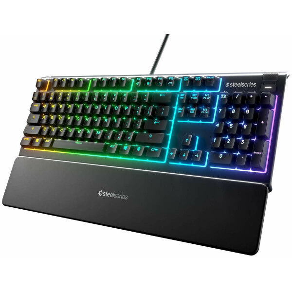 Gaming Keyboard SteelSeries Apex 3 Black Spanish Qwerty Qwerty Portuguese