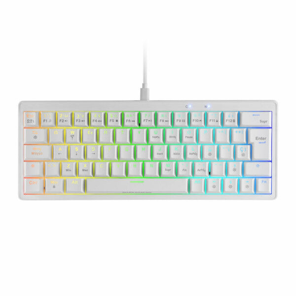 Clavier pour jeu Mars Gaming MKMINIPROWBRES Blanc Qwerty US