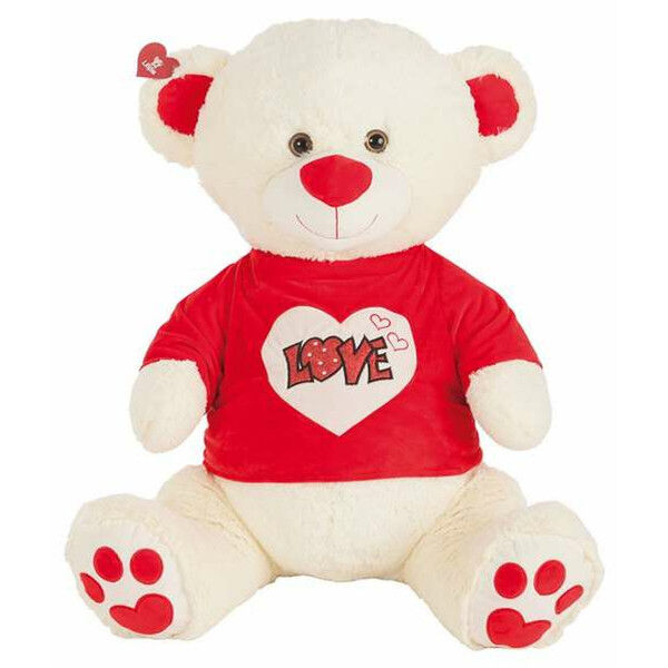 Oso de Peluche Love Purpurina Camiseta Beige 90 cm