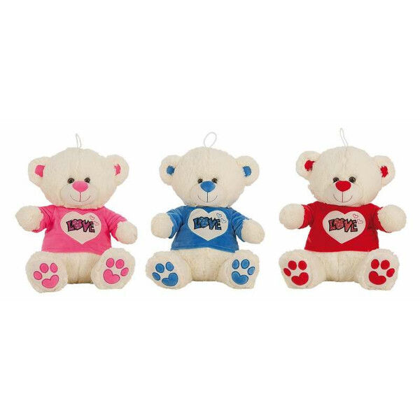 Oso de Peluche Love Purpurina Camiseta Beige 32 cm