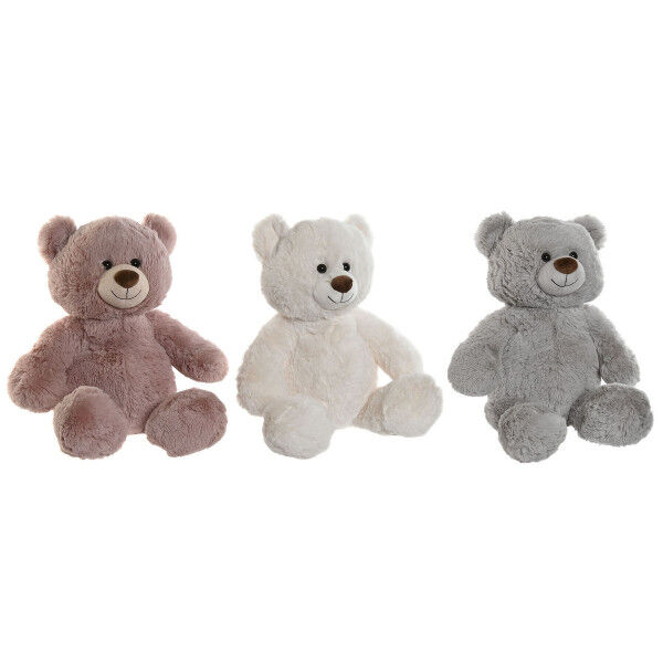 Jouet Peluche Home ESPRIT Blanc Marron Gris Polyester Ours 34 x 34 x 40 cm (3 Unités)